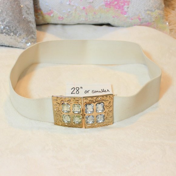 ?Vogue Couture Vintage 1980s Elastic Wide Chunky Bling Rhinestone Cinch Belt ?